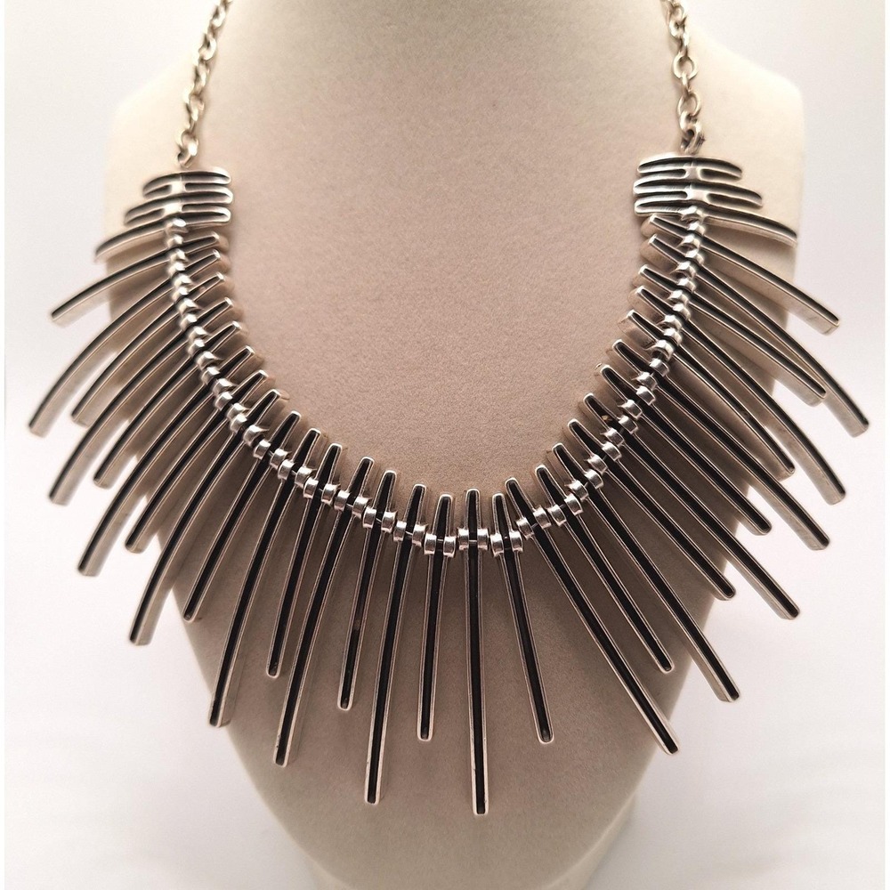 Cleopatra collar Bib necklace geometric fringe Egyptian Brutalist Modernist bold